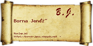 Borna Jenő névjegykártya
